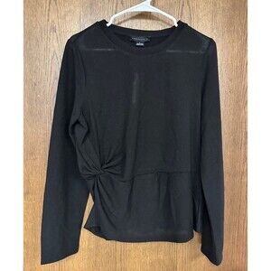 Sanctuary Sweater Womens Large Knotted Side Black Lightweight Long Sleeve Crew